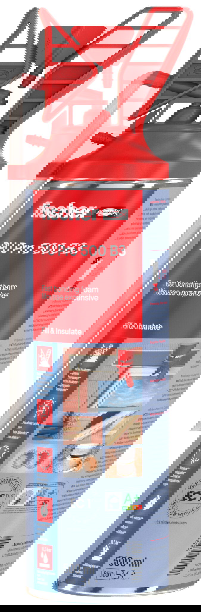 Fischer PU 1/500 B3 egykomponensű gyorsszerelő hab, bézs, 500 ml termék fő termékképe